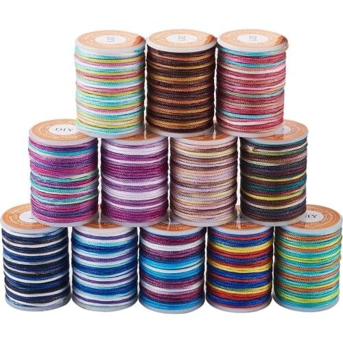 13Rolls 0.7mm 1mm Segment Dyed Polyester Thread Mixed Color Braided Cords for DIY Bracelets Necklace Jewelry Making Accessories