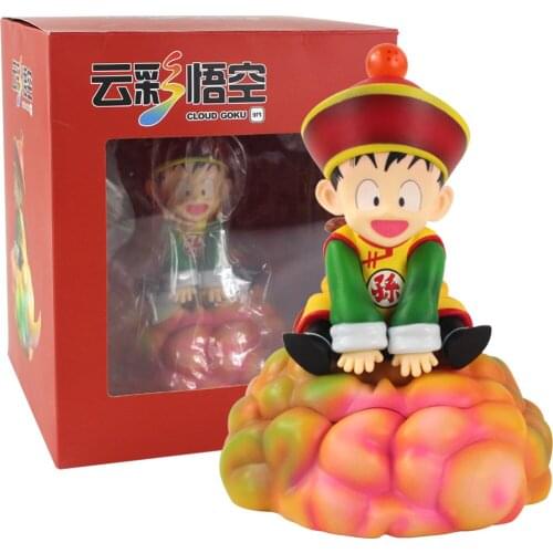 17cm Dragon Ball Z DBZ Anime Son Gohan Childhood Smile Ride Colorful Somersault Cloud Kawaii Action Figure Model Toy Kids GIft