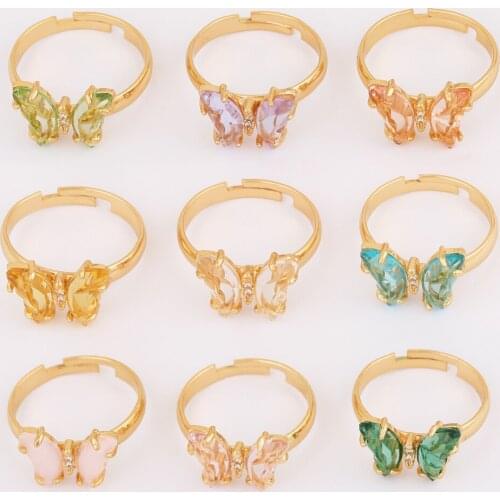 WHSOK 20Pcs Jewelry Accessories/Adjustable/Crystal Rings/DIY Making/Butterfly Shape/Hand Made/Jewelry Findings & Components