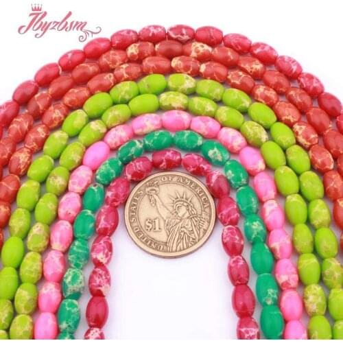 6x9mm Olivary Beads Sea Sediment Imperial Jaspers Stone Spacer Bead for DIY Accessorie Necklace Bracelet Jewelry Making 15"