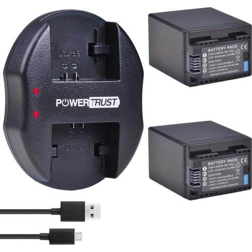 2Pcs BP-745 BP 745 high capacity Battery and Fast Charger for Canon BP-709, BP-709, BP-718, BP-727, BP-745, CG-700, HF M50