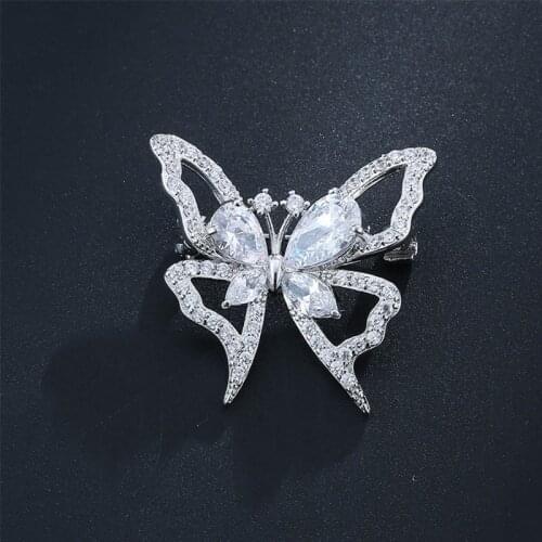 Diamond Butterfly S925 Silver Brooches for Women Bohemia Engagement Fine Diamond Jewelry Christmas Luxury Flower Brooch Pins