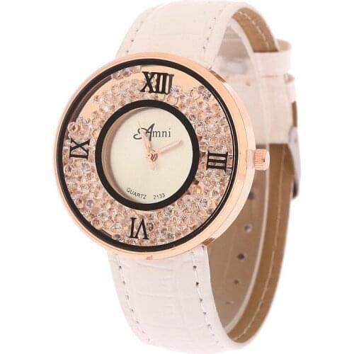 Pop arrival Brand Vogue Women Rhinestone Watches Luxury Leather Women Dress Watch Quartz Watches Relogio Feminino Nice clock