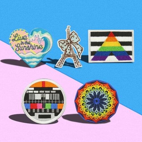 Color yoga pattern DIY Patches Embroidery Applique Clothes Ironing Clothing Sewing Supplies Love waves Decorative Badges