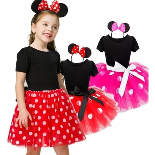 Fancy Mini Mouse Dress for Girls Summer Dress Christmas Kid Costume Polka Dot Costume 2 6 Years Children Costume