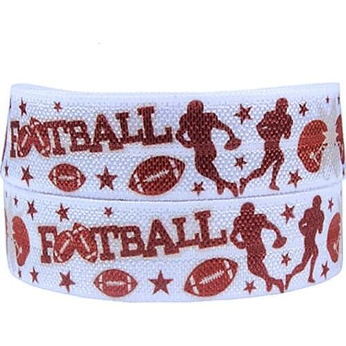 FLRA ElasticFLORA RIBBONS wholesale American football printing fold over elastic