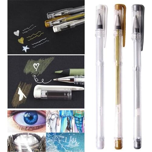 3Pcs/lot 0.7mm White Gold Silver Gel Pens Sketching Drawing Pen for Art Marker Design Comic Manga Painting Supplies