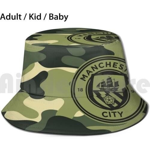 City Camouflage Bucket Hat Adult kid baby Beach Sun Hats Football Blue England Premier Guardiola Omen