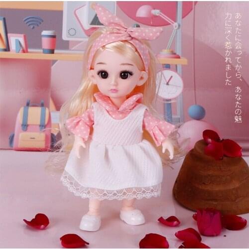 16cm Lovely White Dress Moveable Joint Princess BJD Doll With Golden Wig Girls Birthday Gift Toy