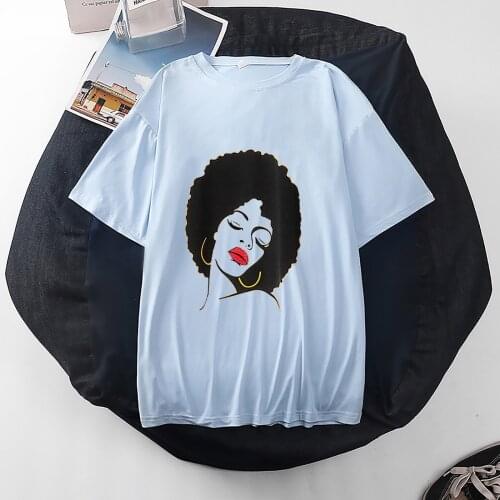 Summer T Shirt For Women Ladies Short Sleeve Loose Plus Size Casual Tops Shirts 2021 Cute Black Woman Print Oversize Tee-Shirt