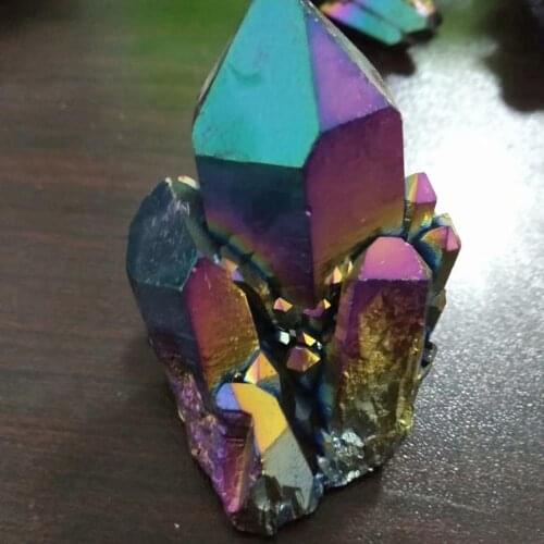 Hot !!! Rainbow Titanium Rainbow Aura Lemurian Quartz cluster Crystal Point healing home decoration or meditation