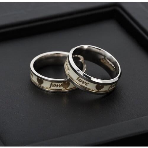 For Love Luminous Stainless Steel Ring Couple Wedding ring Party Jewelry