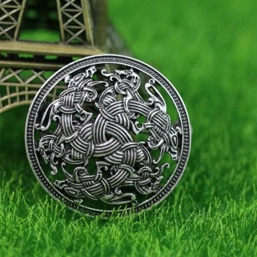 LANGHONG 1pcs Viking Brooch Nordic Viking Four Dragon Head Set Brooches Viking brosch Jewelry Talisman