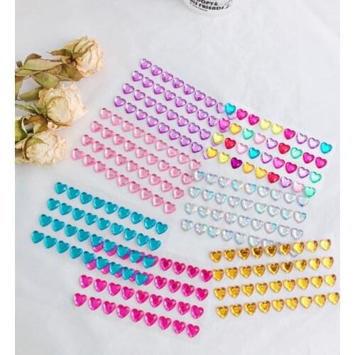 12mm Ins Heart Shaped Colour Diamond Cute Stickers Acrylic Stereoscopic Mobile Phone Computer Keyboard DIY Decorative Sticker