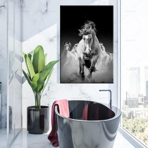 Black And White Color Horses Wall Art Canvas Abstract Animals Paintings On The Wall Modern Horse Posters For Living Room Cuadros