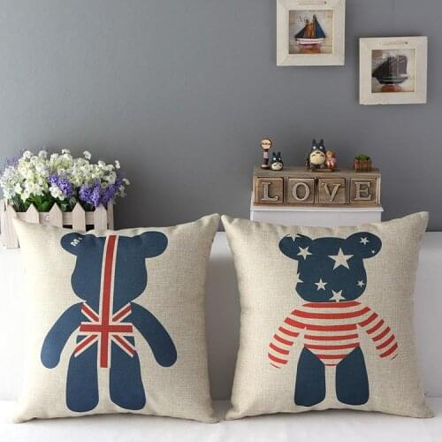 Bear pillow cover, European court style animal cartoon Gloomy Bear union jack star throw pillow case pillowcase wholesale