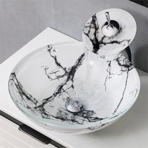 Nordic Modern simple tempered glass wash basin wash basin on hotel bathroom household bathroom washbasin