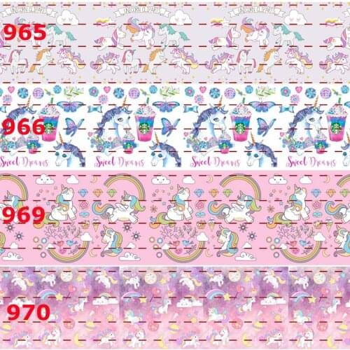 New Popular 50 yards Cartoon Sweetheart Unicorn cartoon ribbon printed grosgrain Free shipping