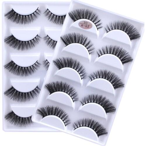 NEW5 Pairs 3D Mink Hair Natural Cross False Eyelashes Long Messy Makeup Fake Eye Lashes Extension Make Up Beauty Tools maquiagem