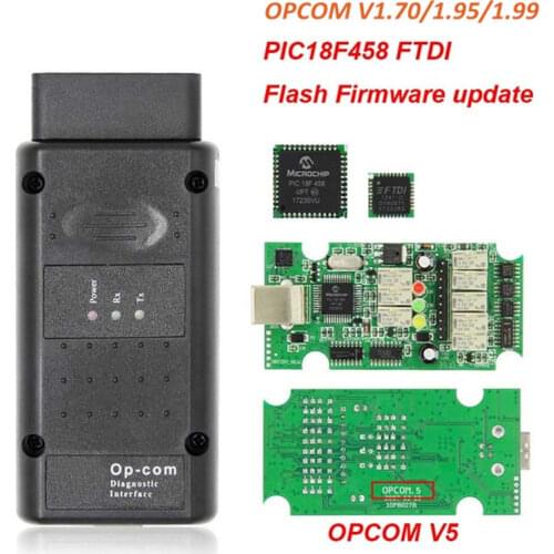 OPCOM V5 For Opel OP COM 1.70 flash firmware update Car Diagnostic for Opel OPCOM 1.95 1.99 18F45K80 CAN BUS OBD OBD2 Auto Tools