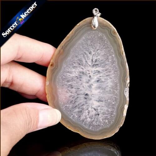 High Quality Natural Crystal Cluster Gem Stone Jewelry Polished Faceted Agates Slice Beads Pendant Necklace for Women WS264