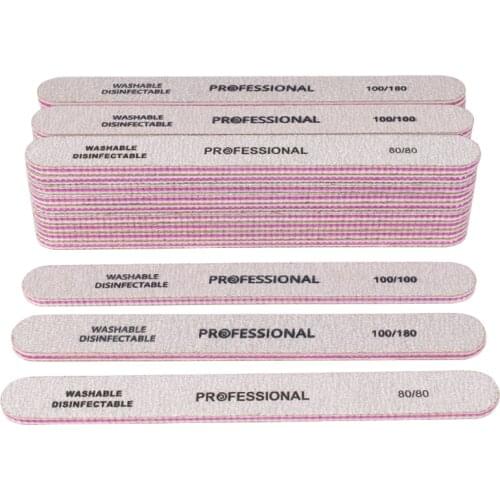 50Pcs/lot Double Sided Nail File 80/80 Buffer 100/100 100/180 Nails File Buffer Block Polisher Straight Manicure Polishing Files
