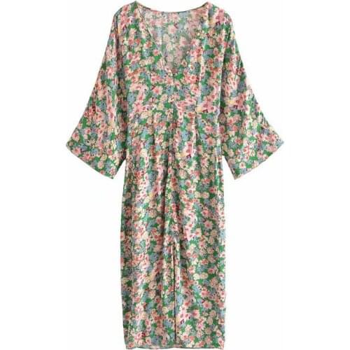 New Summer Dress Women Long Sleeves elegant Casual Vogue Chic Lady Kaftan Maxi Dress Woman Loose Boho Dresses Robe Femme