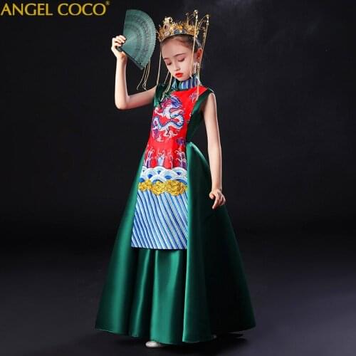 Princess Dress Kids Flower Embroidery Dress For Girls Vintage Children Dresses For Wedding Party Formal Ball Gown ropa de niña