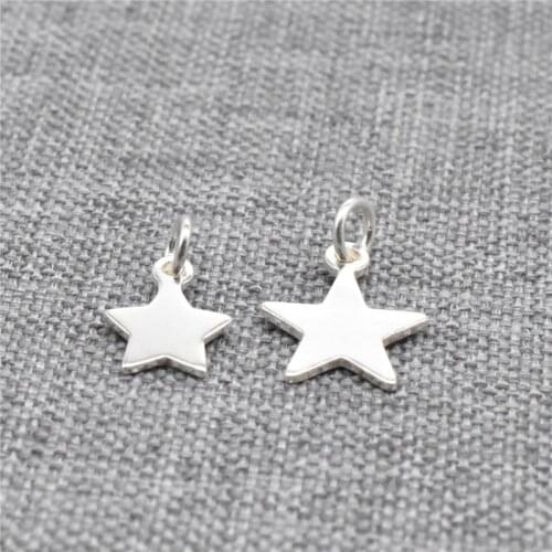 20pcs of 925 Sterling Silver Small Star Slice Charms 2-sided for Bracelet Necklace Earring