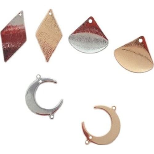 10pcs Metal Moon Rhombus Shape Charms Earrings Making Pendants Women Girls Hair Accessories Fashion Ear Jewelry Findings