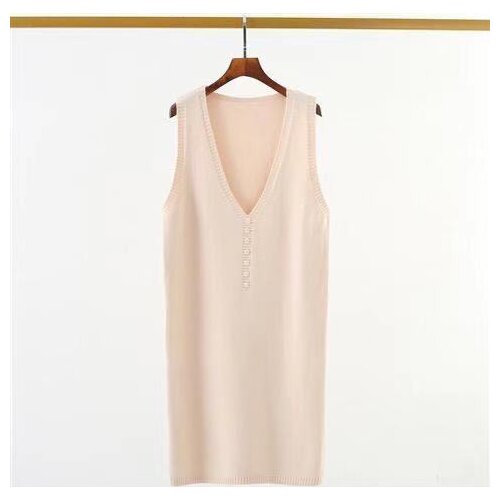 Beige Japan Spring Fall V-neck Pullover Long Sleeveless Sweater Vest Loose Coat Outcoat Lady Top Cloth for Women girl Waistcoat