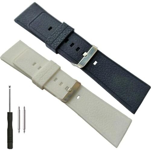 30mm Silicone Rubber Watch Band Soft Silicon Durable Strap for Mens Fashion Casual Watches White Black