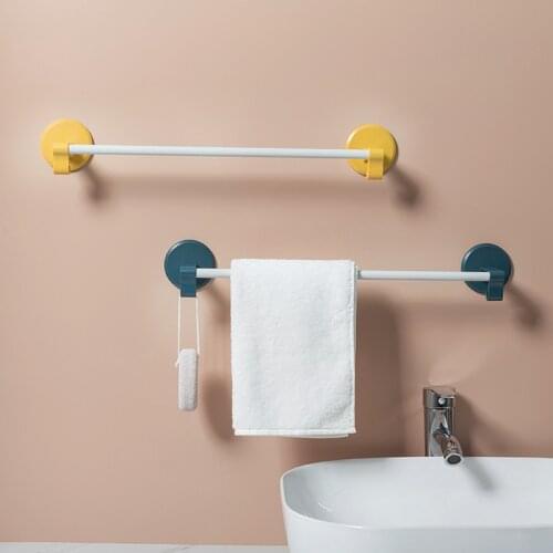 Nordic Self Adhesive Wall-mounted Toilet Towel Bar Single Rod Strong Paste Hook Towel Rack Bathroom Towel Hanging Waterproof