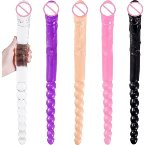 Sex Toys For Men Women Lesbian Double Head Dildo Soft Jelly Anal Bead Plug Vagina Prostate Massager Adult Toys Artificial Penis