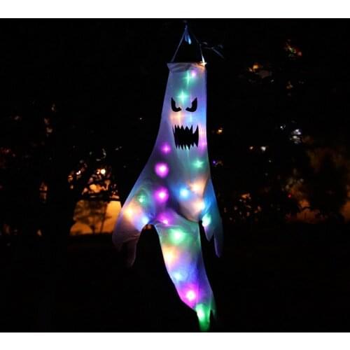 LED Light Ghost Windsock Halloween Decoration Garden Decor Scene Layout Props Home Decorations Outdoor Festival Party