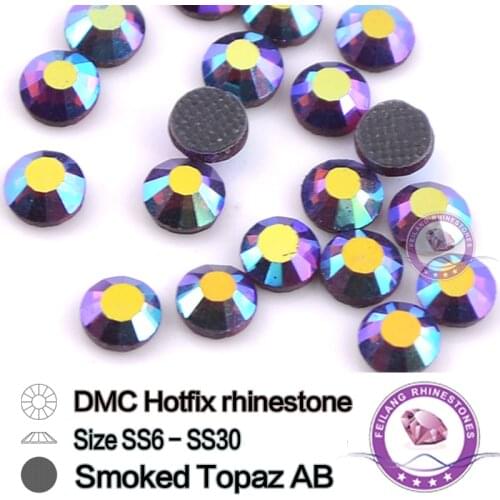Topaz AB DMC Hotfix Crystals Rhinestone SS6 SS10 SS16 SS20 SS30 Smoked Brides stones Garment accessories,Wholesale