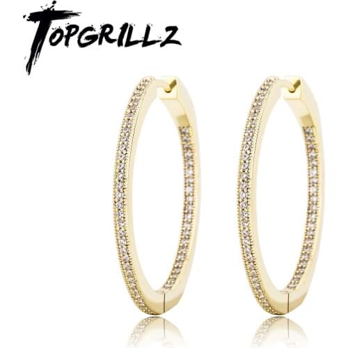 TOPGRILLZ 2020 New Round Earrings Prong Setting AAA High Quality Iced Out Micro Pave Cubic Zirconia Hip Hop Fashion Jewelry Gift
