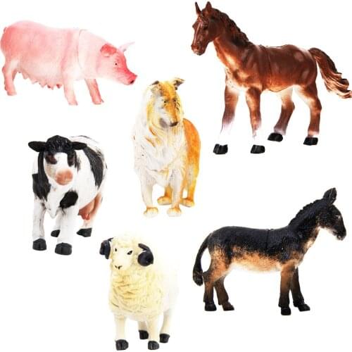 Generic Set of 6 Farm Animal Model Pig Dog Cow Sheep Horse Donkey