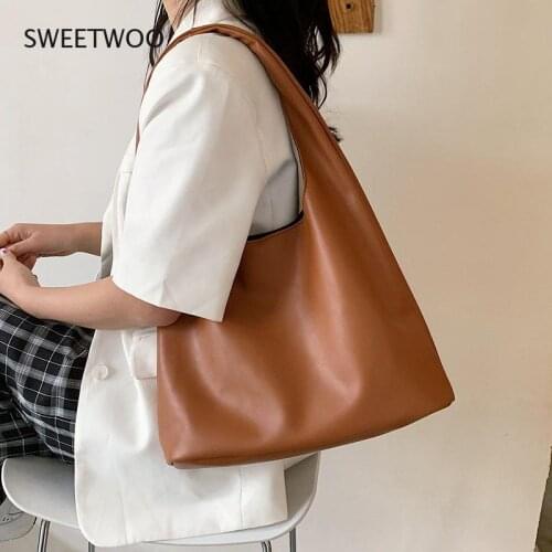 High Capacity PU Leather Bags For Women 2021 Autumn Winter Trend Branded Ladies Shoulder Travel Handbags and Purses