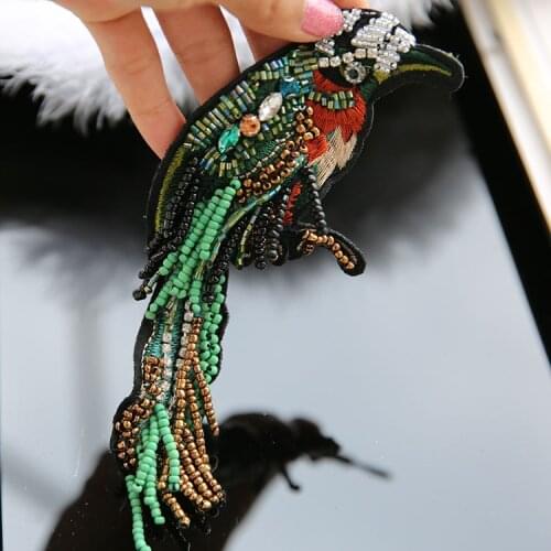 High-grade handmade beaded cloth stickers bird iembroidery clothing bags shoes patch stickers DIY accessories