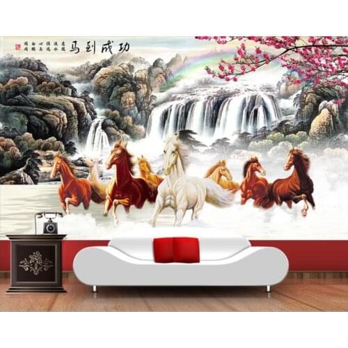 WDBH Custom photo 3d wallpaper Chinese horse running landscape home decor living room 3d wall murals wallpaper for walls 3 d
