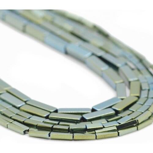 Green Rectangle Cuboid Square Natural Stone Hematite Spacer Loose Beads For Jewelry Making DIY Bracelets Accessories 4/6/9MM