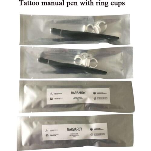 1set Tattoo Accessories Plastic Microblading 3D Manual Pen With 2pcs Pigment Ring Cups For Permanent Makeups Eyebrow Lip