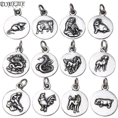 100% 999 Silver Bracelet Charm Pure Silver Chinese 12 Animals Zodiac Charm Good Luck Animals Amulet Mini Pendant