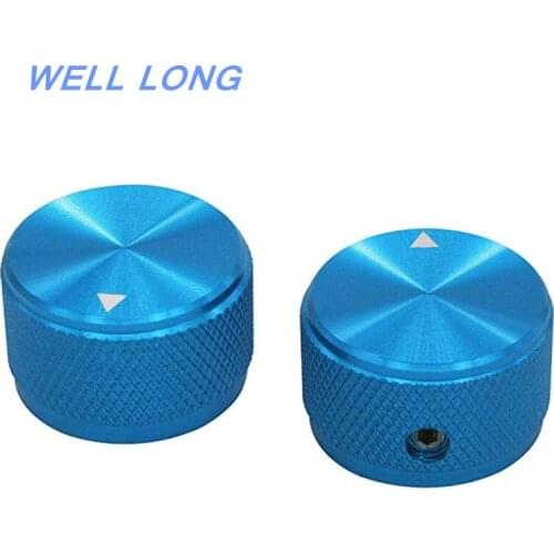 4pcs Blue Aluminum Alloy Potentiometer Control Knob Volume Audio Electric Guitar Bass Screw Type 25 x 15.5mm (dh) KNOB-03-25BU