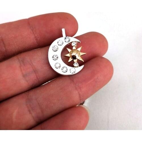 5 pcs new Pair Of Celestial gold Sun And silver color Moon pendant charm Best Friends Gift For Friend men women