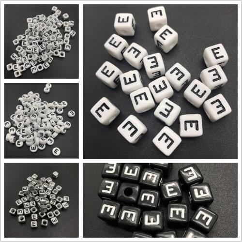 6mm 7mm 10mm Letter E Acrylic Spacer Beads Square Oval Letter Beads For Jewelry Making DIY Accessories