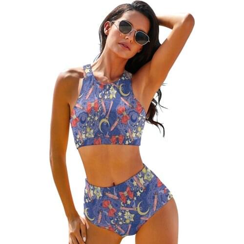 Anime Bikini Swimsuit Suspender Teen Swimwear Fashionable Vintage Arena Two Piece Bathing Suit