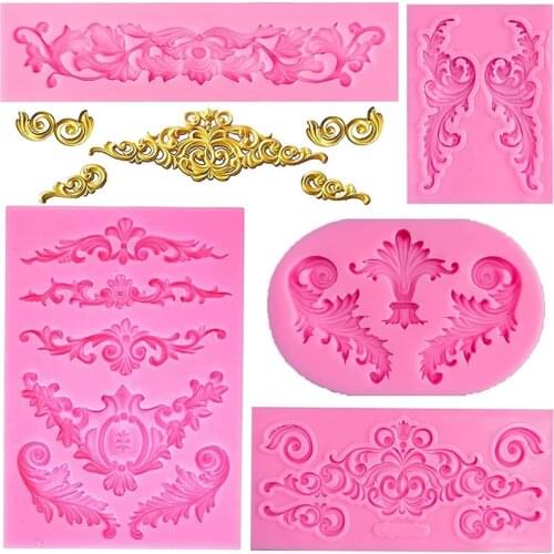 Baroque Grace Fondant Silicone Mold Embossed Flower Lace Mold 3D Carved Decorative Cupcake Decoration Resin Molds