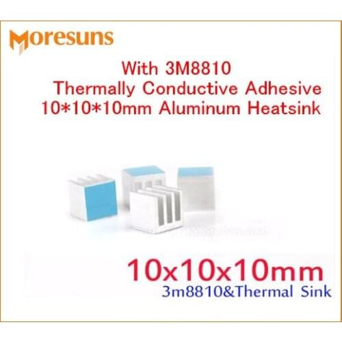 Fast Free Ship 50pcs With for 3M8810 Thermally Conductive Adhesive 10*10*10mm Aluminum heatsink,PC main board radiator